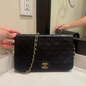 Chanel Black Quilted Leather Chain Bag